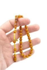 Hakkı Usta İmzalı Küre Kesim Bilek Boy Sarı Sıkma Kehribar Tesbih