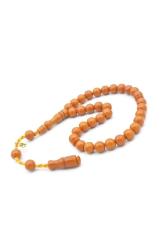 Hakkı Usta İmzalı Küre Kesim Bilek Boy Turuncu Sıkma Kehribar Tesbih