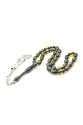 Beyzi Kesim Sarı Lacivert Sürmeli Toz Kehribar Tesbih 002