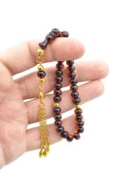 Tekerlek Kesim Bilek Boy Kahverengi Sıkma Kehribar Tesbih