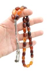 Kapsül Kesim Dev Boy Hakiki Siyah Kırmızı Akik Taşı Tesbih