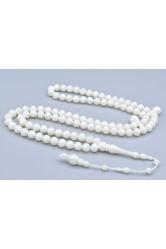 Sistemli Sığırcık Kesim 99 luk Sedefli Beyaz Toz Kehribar Tesbih