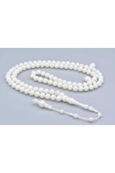 Sistemli Sığırcık Kesim 99 luk Sedefli Beyaz Toz Kehribar Tesbih