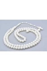 Sistemli Sığırcık Kesim 99 luk Sedefli Beyaz Toz Kehribar Tesbih