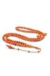 Sistemli Sığırcık Kesim 99 luk Hareli Turuncu Toz Kehribar Tesbih