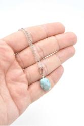 Hakiki Doğal Atlantis Larimar Taşı Kolye Ucu