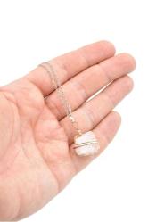 Hakiki Doğal Pembe Kuvars Taşı Kolye Ucu