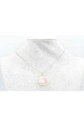 Hakiki Doğal Pembe Kuvars Taşı Kolye Ucu