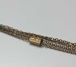 Antika Altın Dolgu Ametist İmitasyonu Taşlı Cep Saati Kösteği Kolye  0001