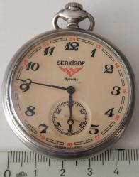 RUSYA USSR SERKİSOF MARKA ORİJİNAL ANTİK KURMALI MUHTEŞEM AKTİF CEP SAATİ SSS1E1A1 ÇOK NADİR