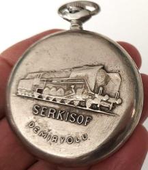 RUSYA USSR SERKİSOF MARKA ORİJİNAL ANTİK KURMALI MUHTEŞEM AKTİF CEP SAATİ SSS1E1A1 ÇOK NADİR