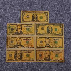 7 ADET ALTIN VARAKLI HATIRA DOLAR YABANCI PARA SETİ KOLEKSİYON ABD Doları Hatıra Seti 7 adet Altın Folyo (RESİMDEKİ ÜRÜN GÖNDERİLECEKTİR) (  )