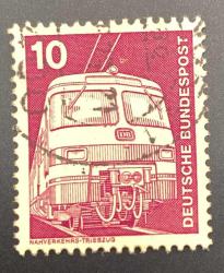 Almanya Pulu - Germany Stamp - Postadan Geçmiş Pul Filateli - DAMGALI - ELEKTRİKLİ LOKOMOTİF TEMALI PUL, 10 PARA - YABANCI PULLAR-NOSTALJİK DOĞUM GÜNÜ HEDİYESİ