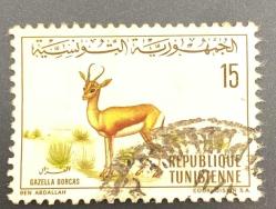 Tunus Pulu - Tunisie Stamp - Postadan Geçmiş Pul Filateli - DAMGALI - DORCAS CEYLANI TEMALI PUL , 15 PARA  - YABANCI PULLAR - NOSTALJİK DOĞUM GÜNÜ HEDİYESİ