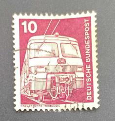 Almanya Pulu - Germany Stamp - Postadan Geçmiş Pul Filateli - DAMGALI - ELEKTRİKLİ LOKOMOTİF TEMALI PUL, 10 PARA - YABANCI PULLAR-NOSTALJİK DOĞUM GÜNÜ HEDİYESİ