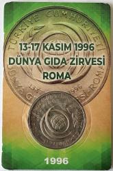 1996 Dünya Gıda Zirvesi - Roma (Tedavül) 50 Bin Lira Hatıra Parası   Özel Fol Derin'de  ÇA