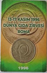 1996 Dünya Gıda Zirvesi - Roma (Tedavül) 50 Bin Lira Hatıra Parası   Özel Fol Derin'de  ÇA