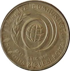 1996 Dünya Gıda Zirvesi - Roma (Tedavül) 50 Bin Lira Hatıra Parası   Özel Fol Derin'de  ÇA