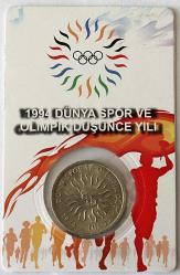 1994 Yılı Dünya Spor ve Olimpik Düşünce yılı 10  Bin Lira FAO Hatıra Özel Folder'inde ÇA