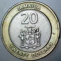 JAMAİKA 20 DOLAR 2001 BİMETAL. KENARDA KESME İZİ VAR.