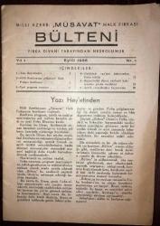 Milli Azerbaycan Müsavat Halk Fırkası Bülteni Eylül 1936 Sayı: 1