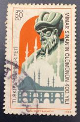 1988-Türk Pulu - Turkish Stamp - Postadan Geçmiş Pul Filateli - DAMGALI - MİMAR SİNAN'IN ÖLÜMÜNÜN 400. YILI TEMALI PUL, 50 LİRA - Türkiye Cumhuriyeti - NOSTALJİK DOĞUM GÜNÜ HEDİYESİ