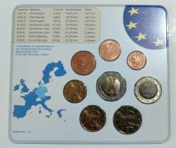 ALMANYA MADENİ EURO SET 2002 MERKEZ BANKASI ORJİNAL KAPAMASINDA ÇİL + +