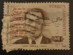 Türk Pulu - Turkish Stamp - Postadan Geçmiş Pul Filateli -  DAMGALI - CAHIT SITKI TARANCI (1910-1956 )TEMALI PUL ,1993 - Türkiye Cumhuriyeti - NOSTALJİK DOĞUM GÜNÜ HEDİYESİ