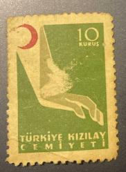 Türk Pulu - Turkish Stamp - Postadan Geçmiş Pul Filateli  - TÜRKİYE KIZILAY CEMİYETİ TEMALI PUL, 10 KURUŞ - Türkiye Cumhuriyeti - NOSTALJİK DOĞUM GÜNÜ HEDİYESİ