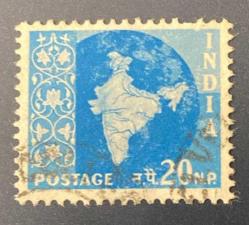 Hindistan Pulu - India Stamp - Postadan Geçmiş Pul Filateli -  Damgalı -  Hindistan Haritası Temalı Pul , 20 PARA - YABANCI PULLAR -NOSTALJİK DOĞUM GÜNÜ HEDİYESİ