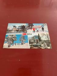 Heykel - yeşil türbe ve Uludağ Bursa keskin color    kartpostalı 15x10.5 ebatında