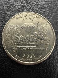 Amerika Çeyrek Dolar ABD ¼ Dolar , 2003 Arkansas State Quarter Darphane işareti 