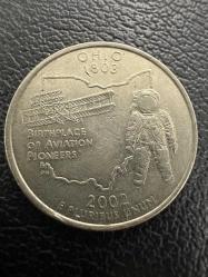 Amerika Çeyrek Dolar ABD ¼ Dolar , 2002 Ohio Eyaleti Çeyreklik Darphane işareti 