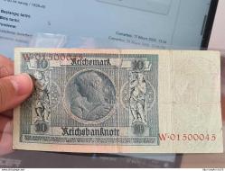 1929 10 Reichsmark – NSDAP & SS Damgalı Koleksiyonluk Alman Banknotu