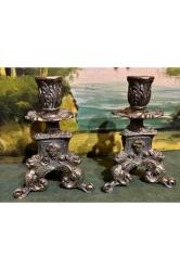 12,5 cm boylarında bir çift Avrupa pirinç şamdan