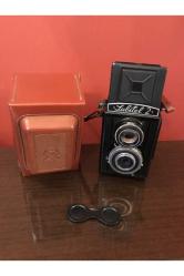 lubitel 2 antika fotoğraf makinesi - deri kılıfında