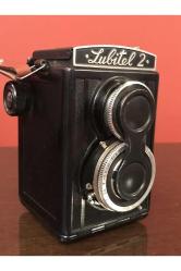 lubitel 2 antika fotoğraf makinesi - deri kılıfında