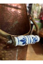 Porselen kulplu bakır kömür kovası 45 cm boyunda