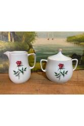 bareuther bavaria porselen şekerlik ve sütlük takımı - şekerlik 10 cm sütlük 9,5 cm boyunda