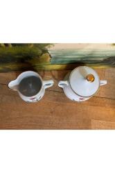 bareuther bavaria porselen şekerlik ve sütlük takımı - şekerlik 10 cm sütlük 9,5 cm boyunda