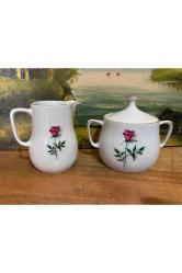 bareuther bavaria porselen şekerlik ve sütlük takımı - şekerlik 10 cm sütlük 9,5 cm boyunda