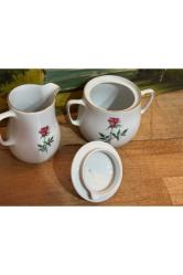 bareuther bavaria porselen şekerlik ve sütlük takımı - şekerlik 10 cm sütlük 9,5 cm boyunda