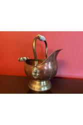 Avrupa bakır kömür kovası porselen kulplu 37 cm boyunda 25 cm çapında