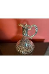 1960's fransız Ördek başlı gümüş kaplama kristal karaf 24 cm boyunda