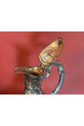 1960's fransız Ördek başlı gümüş kaplama kristal karaf 24 cm boyunda