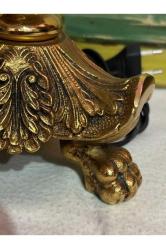 1960's fransız 52 cm boyunda bronz dan aslan figürlü ve ayaklı gaz lambası formunda abajur