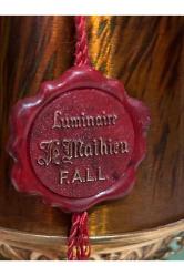 1960's fransız 52 cm boyunda bronz dan aslan figürlü ve ayaklı gaz lambası formunda abajur