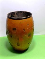 RF38---İÇİ BAKIR ESKİ AHŞAP FIÇI ŞEKLİNDE KUTU