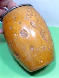 RF38---İÇİ BAKIR ESKİ AHŞAP FIÇI ŞEKLİNDE KUTU