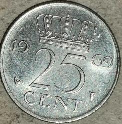 HOLLANDA 1969 25 CENT